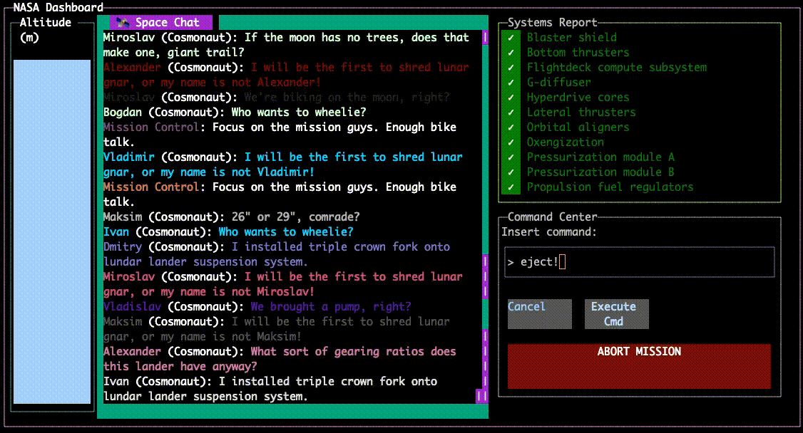 Terminal with an interactive NASA dashboard