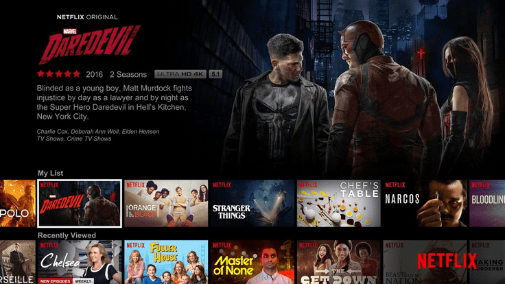 Netflix home page user interface